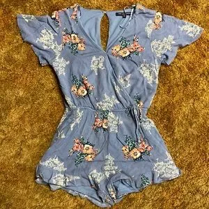 one clothing Pants Jumpsuits One Clothing Los Angeles Womens Floral Bluewhitepink Romper S Poshmark